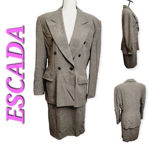 ESCADA Vintage Gingham Suit Set, Suit Blazer & Pencil Skirt
